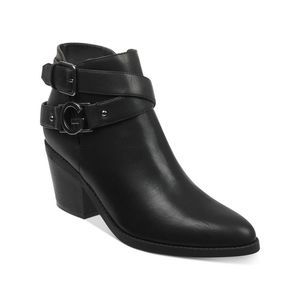 GBG GUESS Womens Black Logo Dustyn Almond Toe Block Heel Zip-Up Booties 9 M